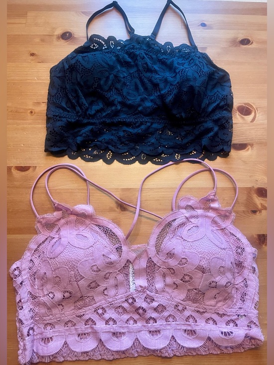 Zenana Outfitters Other - Zenana 1X Light Rose Lace Bralette Smocked NWOT & Abercrombie Black Bralette XL